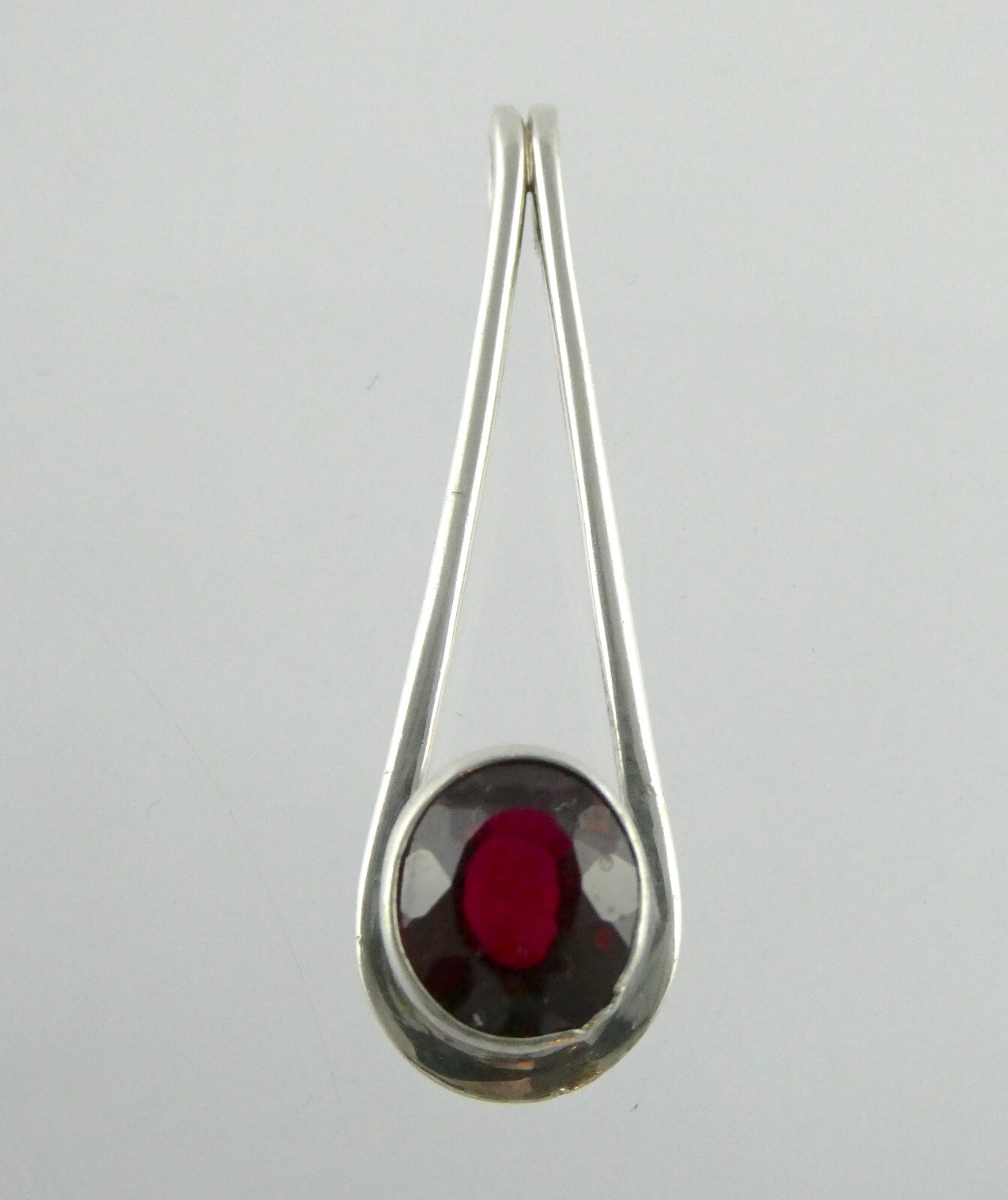 Sterling Silver Oval Cut Ruby Teardrop Shape Slid… - image 1
