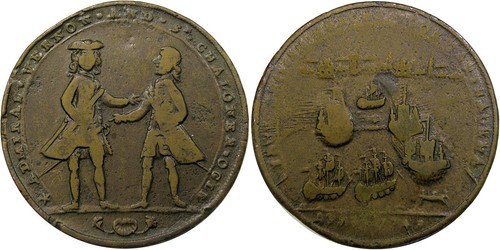 1741 G. BRIT ADMIRAL VERNON CARTAGENA MEDAL CAvo-3-D R.5 ~ ATTRACTIVE PATINA!