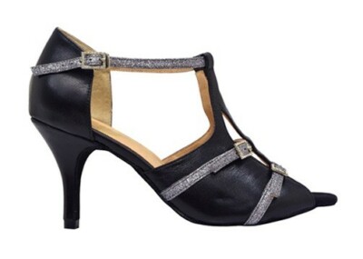 Schwarz & Silber Latein ''Simona'' Tanzschuh 3'' Absatz UK Größe 3 * Salsa * Ceroc * Ballsaal *