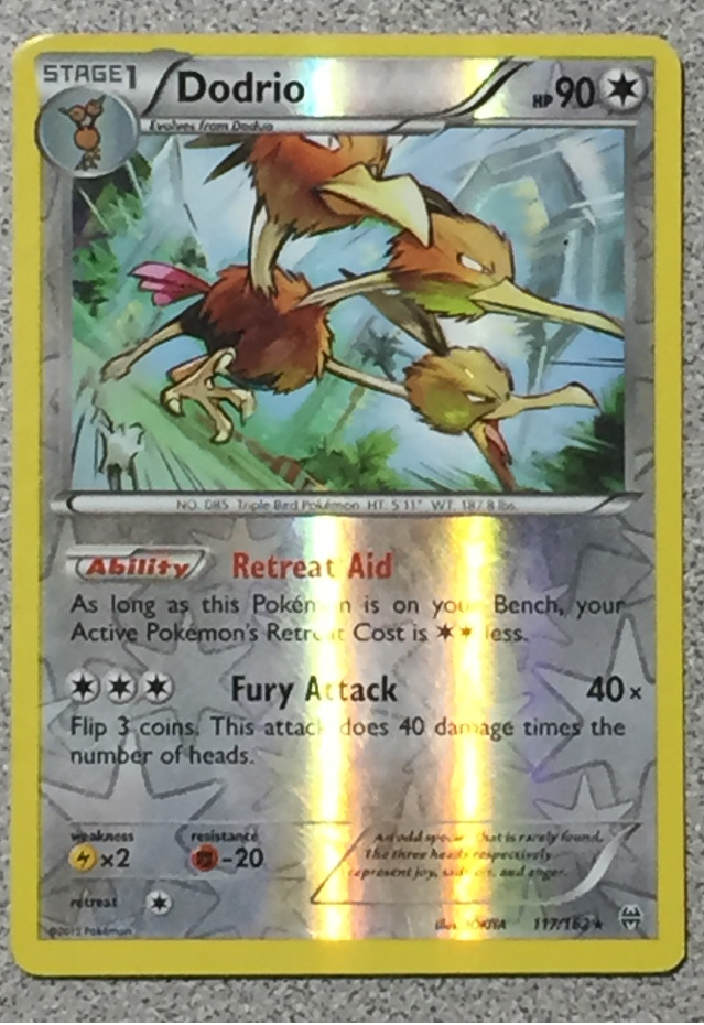 POKEMON - DODRIO 117/162 - BREAKTHROUGH - RARE - REVERSE HOLO FOIL - LP
