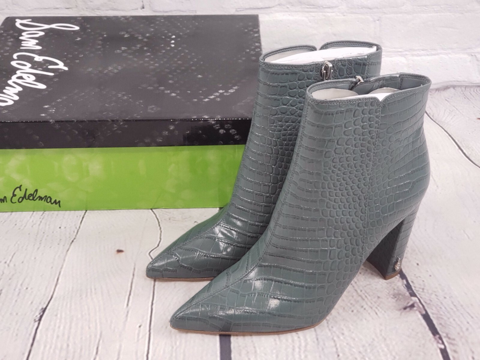 Sam Edelman Raelle 2 Ankle Boots - Women's Croc-Embossed Leather Pointed Toe Boot With Side Zip