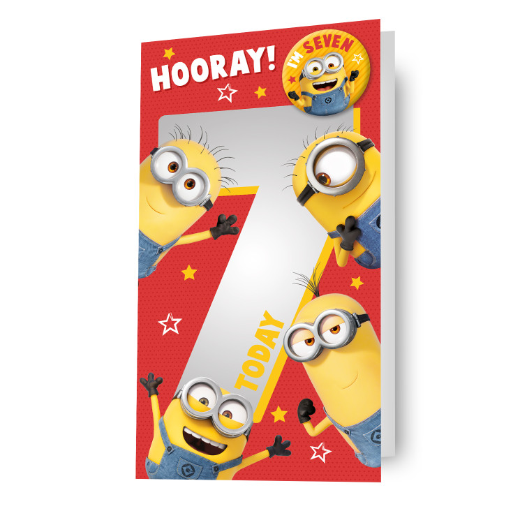 Birthday Card Despicable Me Age 7 Birthday Card Includes Envelope and Badge