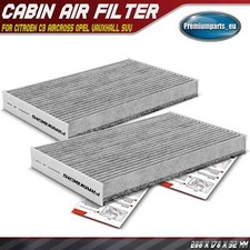 Image of 2x Pollen / Cabin Filter Activated Carbon for Citroen C3 Aircross Opel Vauxhall