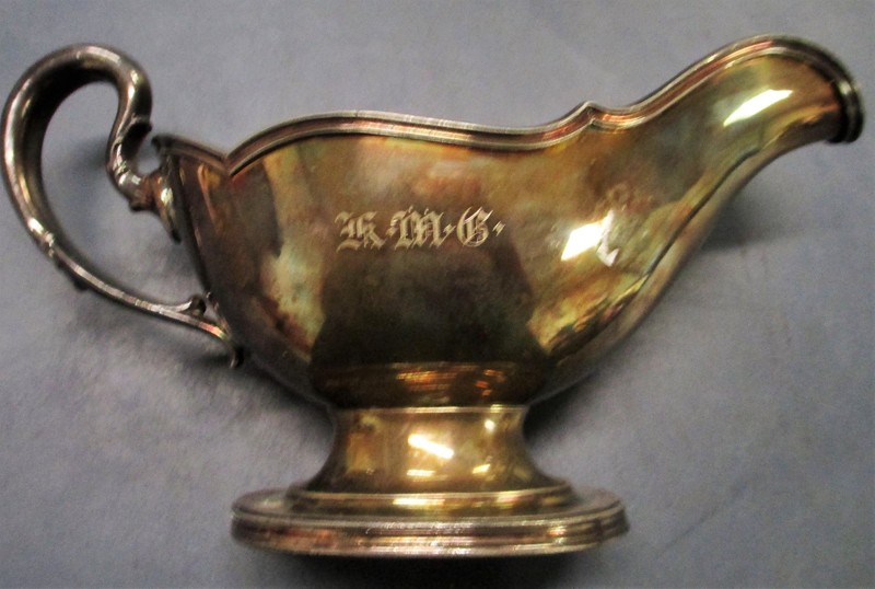 Gravy Boat Silver Plate K M G lettering YMO#NS stamp 32 51 N