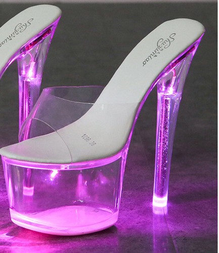 Womens Girl New Light up High Heel LED Platform High Heel Ankle Strap Sandals - Picture 18 of 18