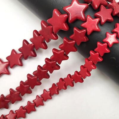 Patriotic Color Star Bead Blue White Red Gemstone Howlite Turquoise 15'' strand