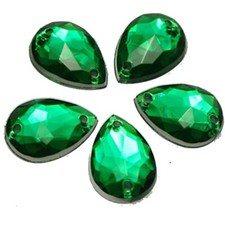 200 Green Acrylic Teardrop Flatback Sewing Rhinestone Sew on Bead 10X14mm
