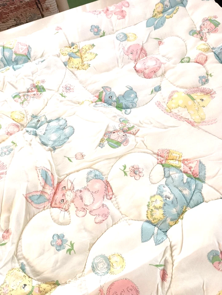 DE COLECCIÓN ANIMALES PASTEL ELEFANTE CORDERO CONEJITO GATO RATONES MECEDOR BEBÉ EDREDÓN Foto 3 de 4