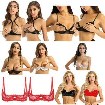 DE Damen Spitze Push Up Hebe Bügel-BHs Dessous Bra Sexy Transparent Unterwäsche
