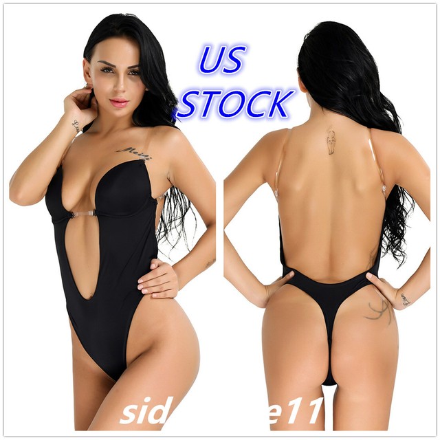US Women Backless Body Shaper Wedding Party Push Up Bra Bodysuit