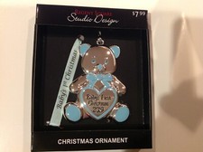 NEW STUDIO DESIGN baby's first Christmas 2019 boy blue teddy bear ornament ..
