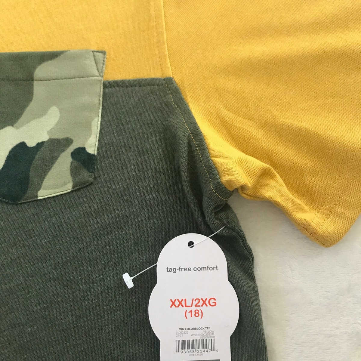 Wonder Nation Boys Yellow Short Sleeve Color Block Pocket T-Shirt