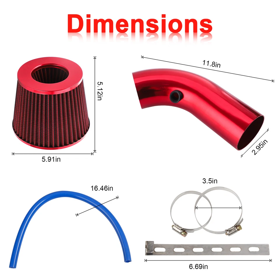 Sistema de manguera de flujo de alimentación de tubería Accesorios para automóvil Filtro de admisión de aire frío Kit de inducción Foto 3 de 4