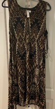 Emma & Michele Plus Size Snake Skin Print Sleeveless Dress. 2X