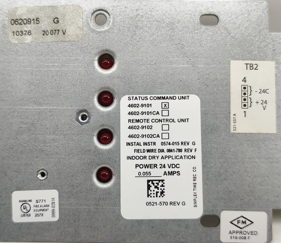 Simplex 4602-9101 46029101 Status Command Unit Life Fire Alarm Serial Annunciato - Image 4 of 4