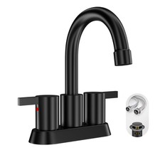 4 Inch 2 Handle Centerset Matte Black Lead-Free Modern Bathroom Faucet, 360 S...