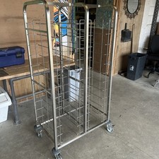 Commercial Catering Stainless Steel Tray Rack Storage Trolley Canteen Kitchen