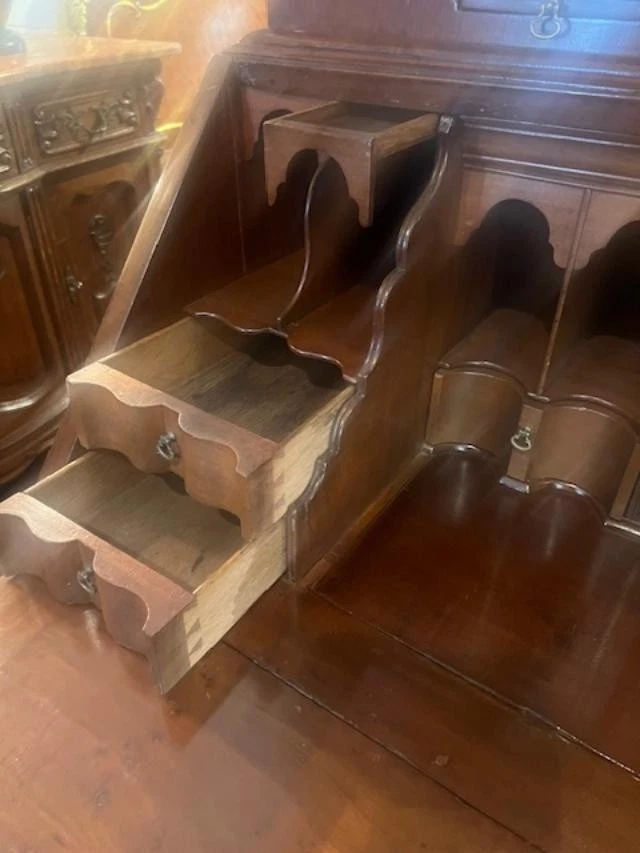 Librería de caoba inglesa del siglo XVIII escritorio de secretaria Foto 4 de 4