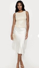 White Cream Satin Maxi Skirt