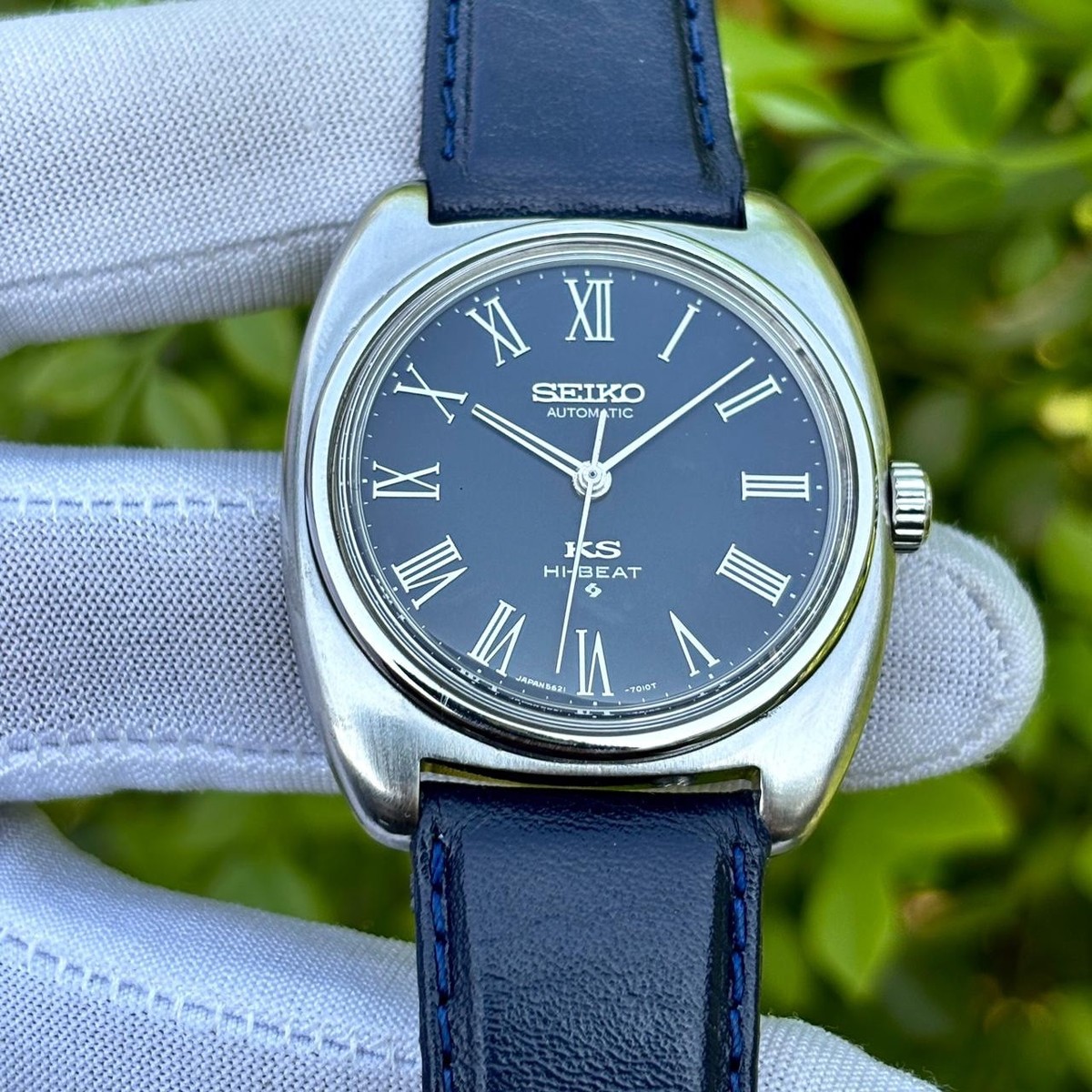 Vintage King Seiko Hi-Beat Automatic Navy Roman Dial Japan Men's