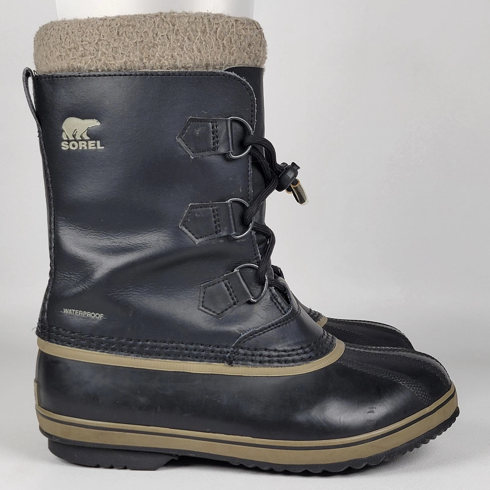 SOREL Size 6 MEN Black Leather Outdoor Insulated Waterproof Boots