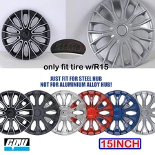 Universal 15" Hubcap Set of 4 R15 Hub Caps Replacement Snap On Wheel Rim Cover