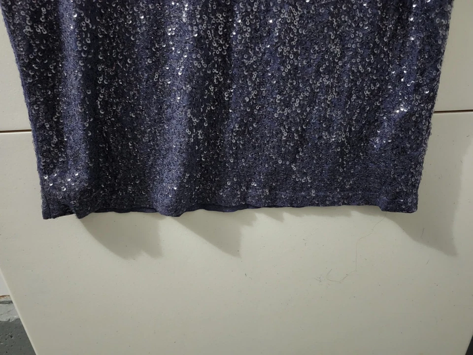 Camiseta sin mangas J Crew para mujer XL azul lentejuelas algodón modal mezcla de lino elástico Foto 2 de 4