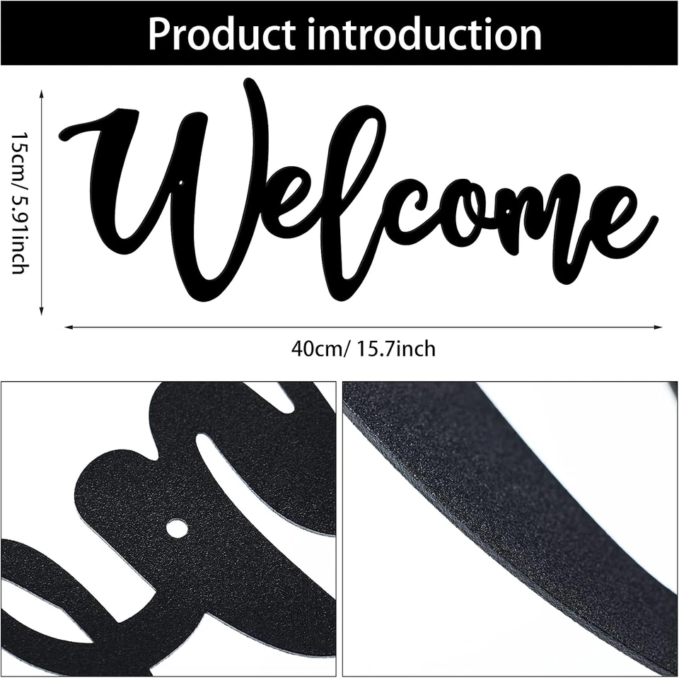 Letrero de metal de bienvenida decoración de pared, letras recortadas para hogar u oficina, 24 pulgadas Foto 2 de 4