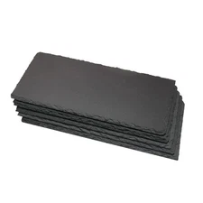 5 Pack 11" x 5" Black Natural Slate Cheese Board with Natural Edge for Kitche...