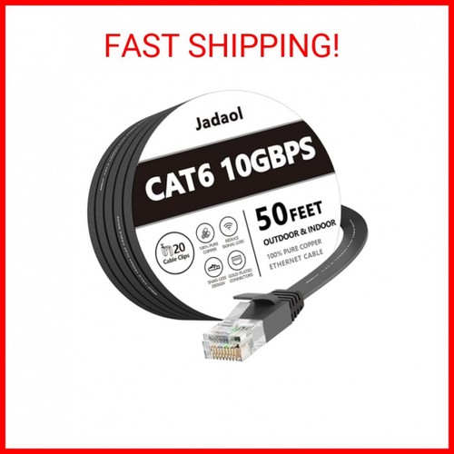 Cat 6 Ethernet Cable 50 ft, Outdoor & Indoor, 10Gbps Support Cat8 Cat7 Network,