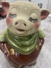 SHAWNEE SMILEY COOKIE JAR BANK POTTERY USA  CHOCOLATE AND GOLD TRIM - EXCELLENT
