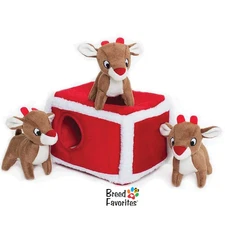 Zippypaws Christmas Reindeer Holiday Burrow Dog Toy