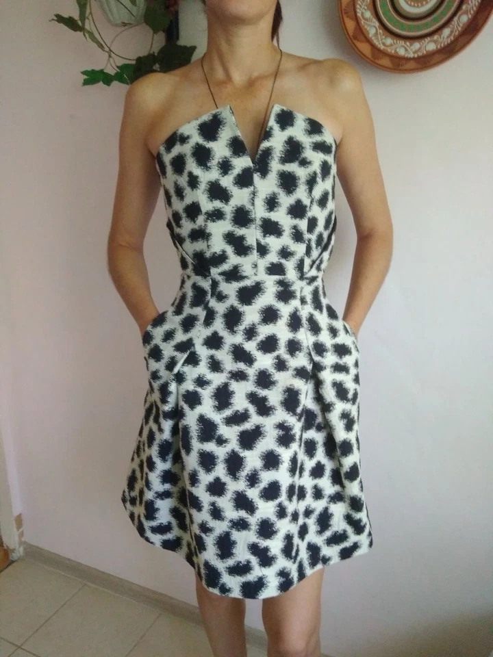 Reiss Leopard Strapless Dress size 4 - Image 3 of 4