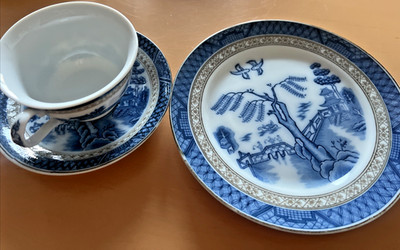 3 tlg. Kaffeegedeck / Teegedeck ''Real Old Willow''  Imperial Blue