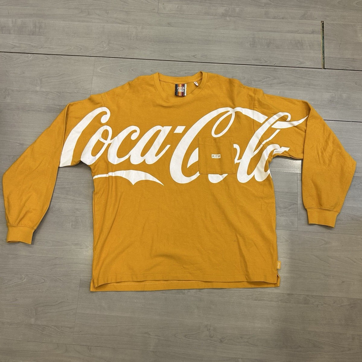 Kith X Coca Cola Quinn L/S Long Sleeve Yellow Tee Shirt - Size 