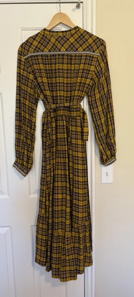 Maxi vestido envolvente Anthropologie para mujer talla M - amarillo marrón manga larga viscosa Foto 2 de 4