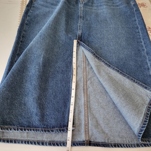 Old Navy Jean Skirt Womens 8 Blue Denim High Rise 100% Cotton Front Slit Casual - Picture 10 of 12