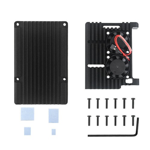 Gehäuse aus mit doppeltem Lüfter für Raspberry Pi 4 Modell B 4B - Afbeelding 14 van 14