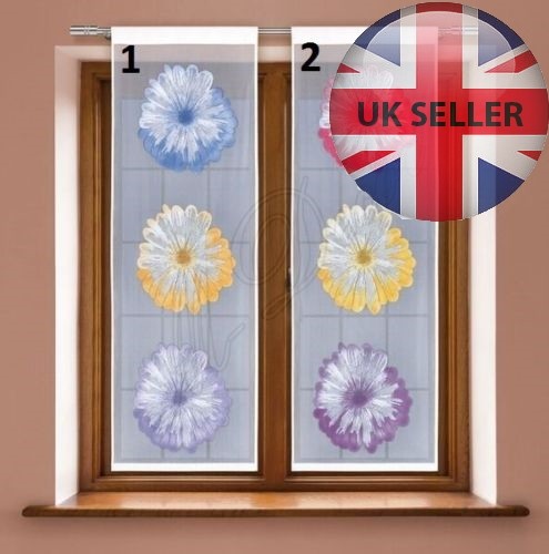 Moderno baño / cocina ventana floral cortina de red PANEL listo para colgar WHITED - Imagen 1 de 1