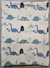 Adirondack Baby My Cozy Baby Blanket Gray Blue Dinosaur Soft Warm Fluffy 30X40"