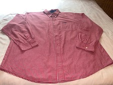 CHAPS easy care XXL  L.S. button-up DRESS SHIRT (red/khaki tiny checked)