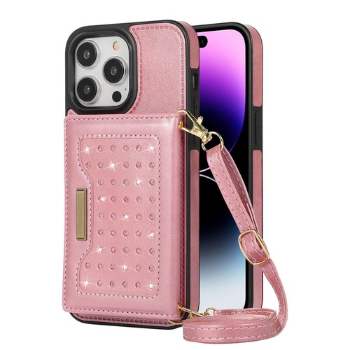 For iPhone 15 Pro Max 14 12 11 XR 8 Diamond Leather Wallet Lanyard Cover Case - Picture 49 of 72