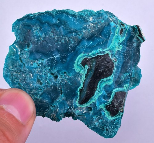 5,5cm CRISTAL BOTRIOIDAL CRISOCOLA TRANSLÚCIDA MALAQUITA AZUL PERÚ PERÚ GEMA UB169 - Imagen 3 de 8