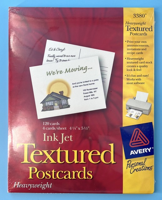 Avery 3380 Matte White Postcards Textured 120 Cards for sale online