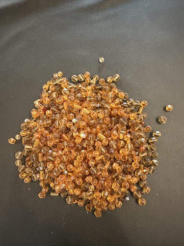 Glass Beads Lot 1.4 Lbs Of Vintage Glass Beads. Beautiful Amber Excellent