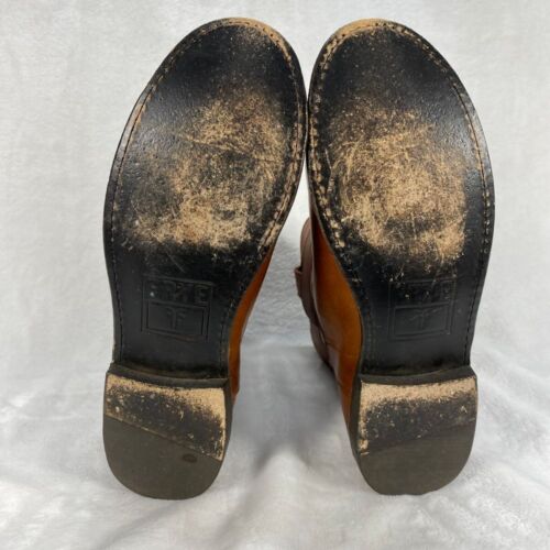 Frye Paige Short Riding Leather Ankle Boots Western Cowboy Pull On Cognac 6.5 - Picture 12 of 14