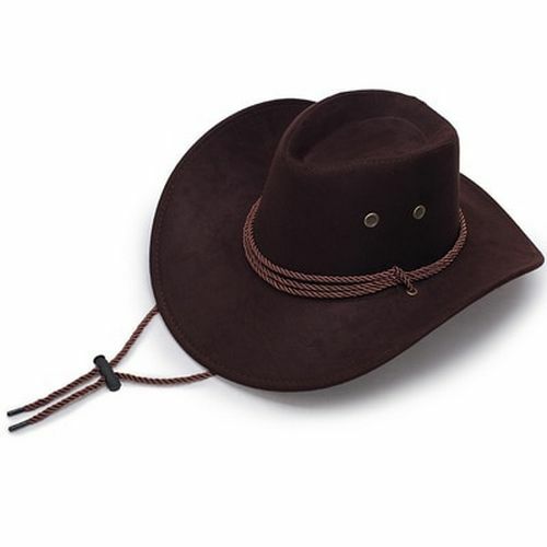 Cowboy Hat Unisex Big-brimmed Sun Mongolian Suede Leather Rider Mens Riding Cap - Picture 26 of 26