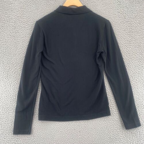 Lacoste Shirt Womens 42 Black Polo Collar Long Sleeve 1/4 Button Stretch Casual - Picture 3 of 10