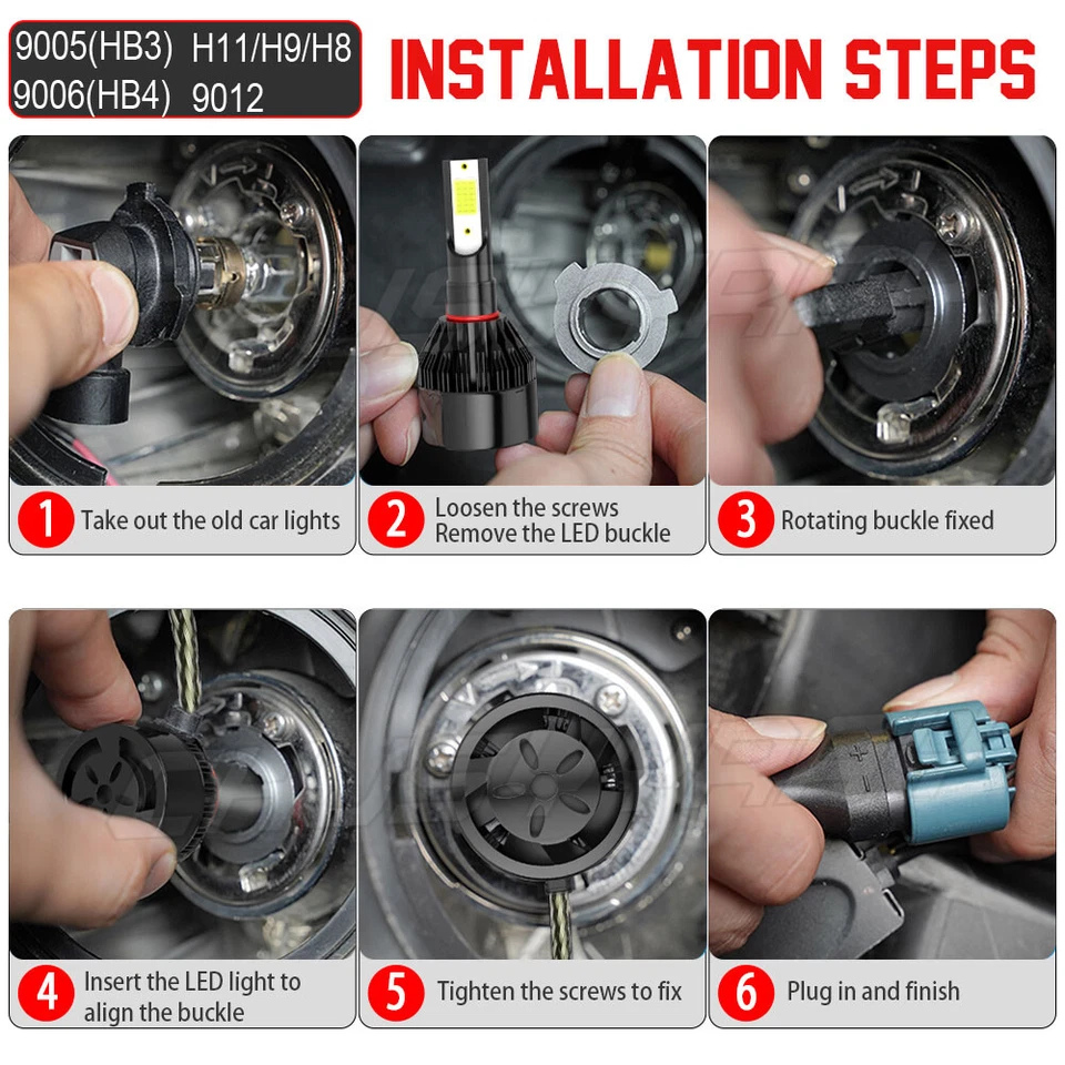 Kit combinado de bombillas LED de haz alto bajo para Buick LeSabre 1991-2005 6000K 4x Foto 2 de 4