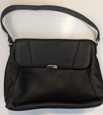 TALBOTS NEW Black Leather Handbag Purse Single Strap Magnet Closure